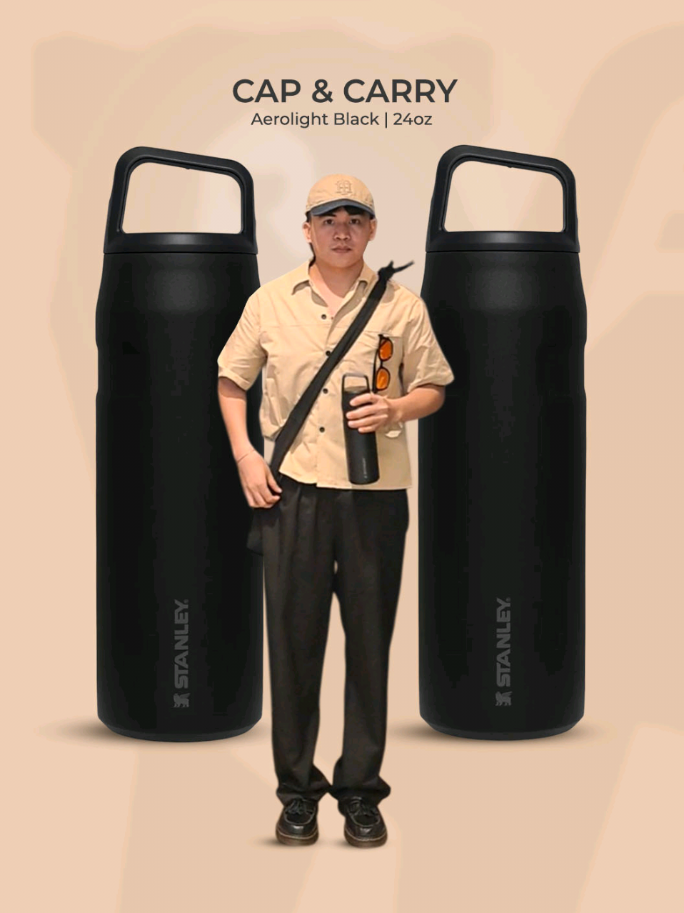 Stanley Aerolight Cap & Carry Original Tumbler | Black 24oz Trending Tumblers  #stanley ##stanleytumbler ##tumbler #tumblersoftiktok #fypシ゚viral 