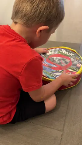 15 feet of track perfect for racing Hot Wheels cars & Monster Jam trucks 🛻🚗  🏁 Comes with 4 mini cars  🏁 Convenient roll-up racetrack for easy storage and transport 🏁 Includes 12 suction cups for stable track setup #racetrack #toycar #hotwheels #monsterjam #toys 