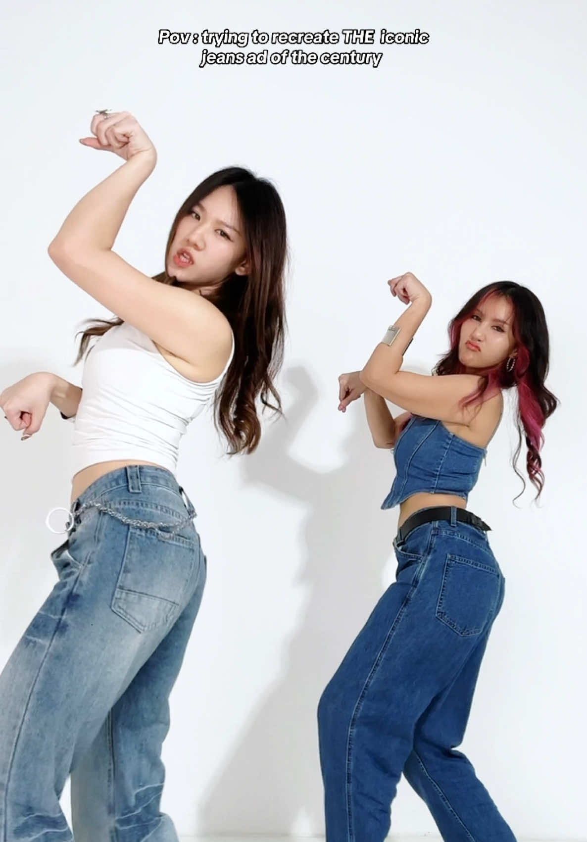 Replying to @iafinesyhit Great genes and jeans frfr @Naissa Deinara  4+4?? @KATSEYE #gap #katseye #milkshakechallenge 