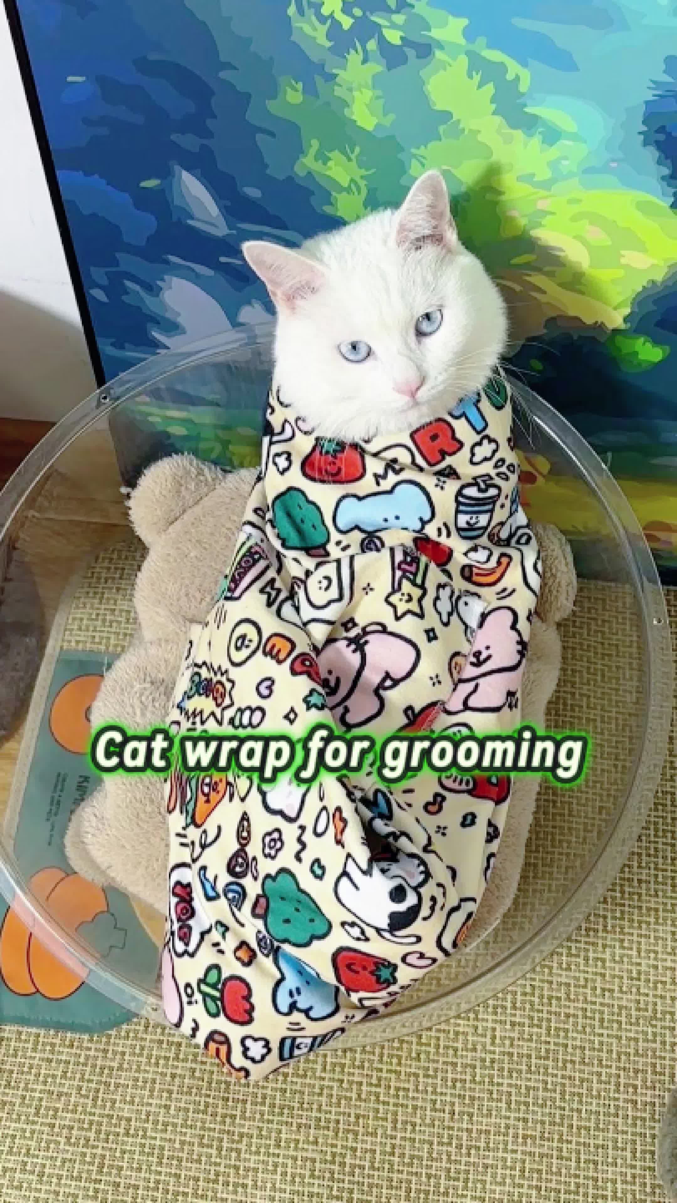 This cat grooming wrap is a game-changer for vet visits and at-home care! Designed to gently restrain your cat while keeping them calm and secure, it’s perfect for giving meds, administering eye drops , or cutting nails without the stress. The fabric is easily manipulated in order to make it easy to access paws, ears, or mouth while keeping claws safely tucked away. A must-have for vet techs and cat parents alike! #catlovers #petcare #petsupplies #petproducts #petessentials #catmusthaves #catproducts #petparentessentials #petaccessories #petmusthaves #catowners #tiktokmademebuyit #cat #catnails #catgroomingwrap #catgrooming #catrestraint #catparents #vettechlife #veterinarymedicine #vettechtok