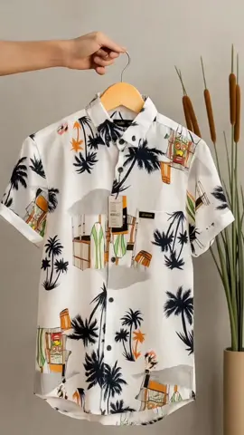 kemeja Pria Motif Pantai Lengan pendek pria dewasa kekinian  #100kviews #belilokal #fyp #terlaris 