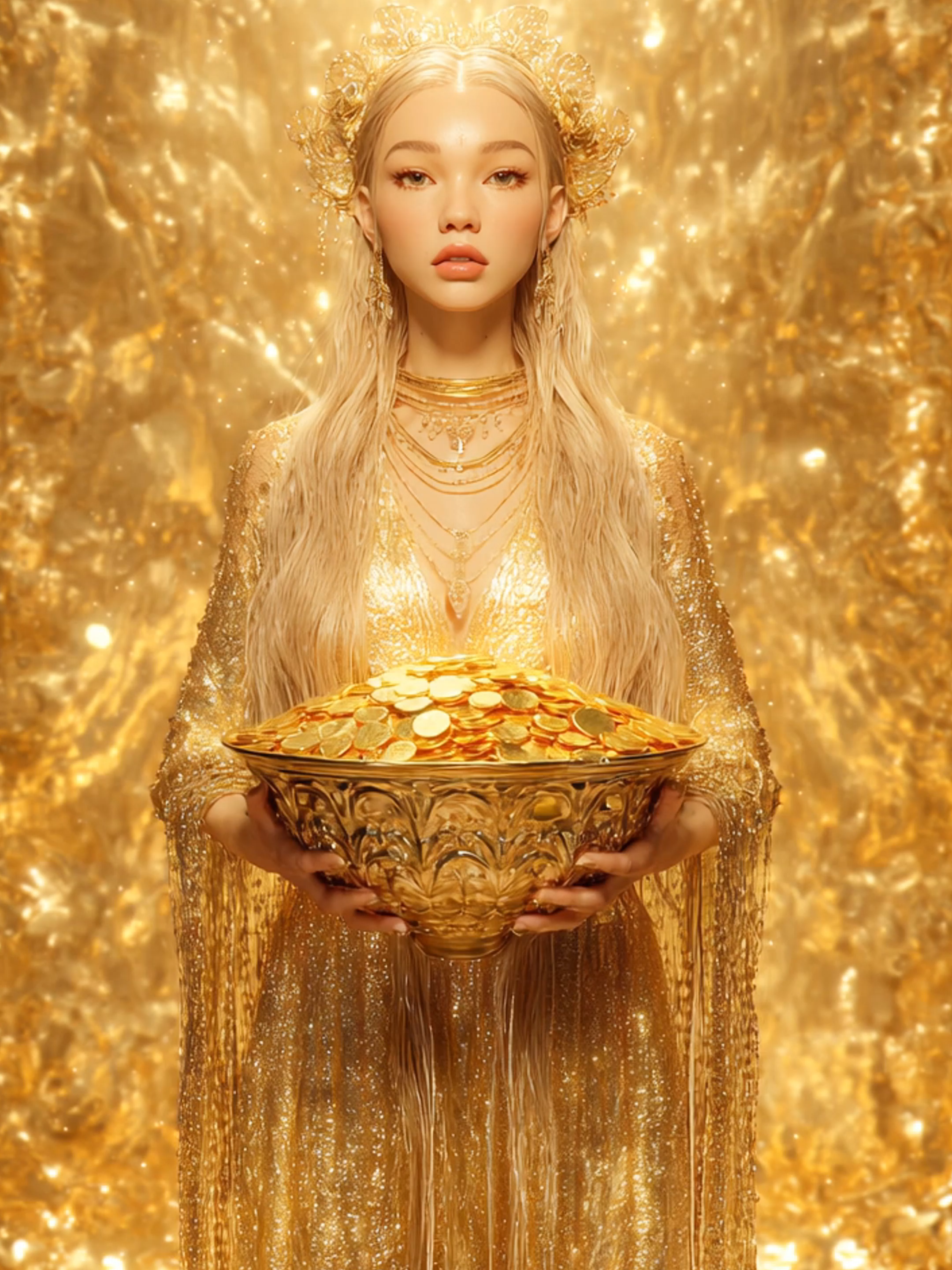 The beautiful goddess of gold💫🪙✨ #rich #wealth #gold #money #RichVibes #금전운 #GoldCoins #돈벼락 #GoldenBlessing