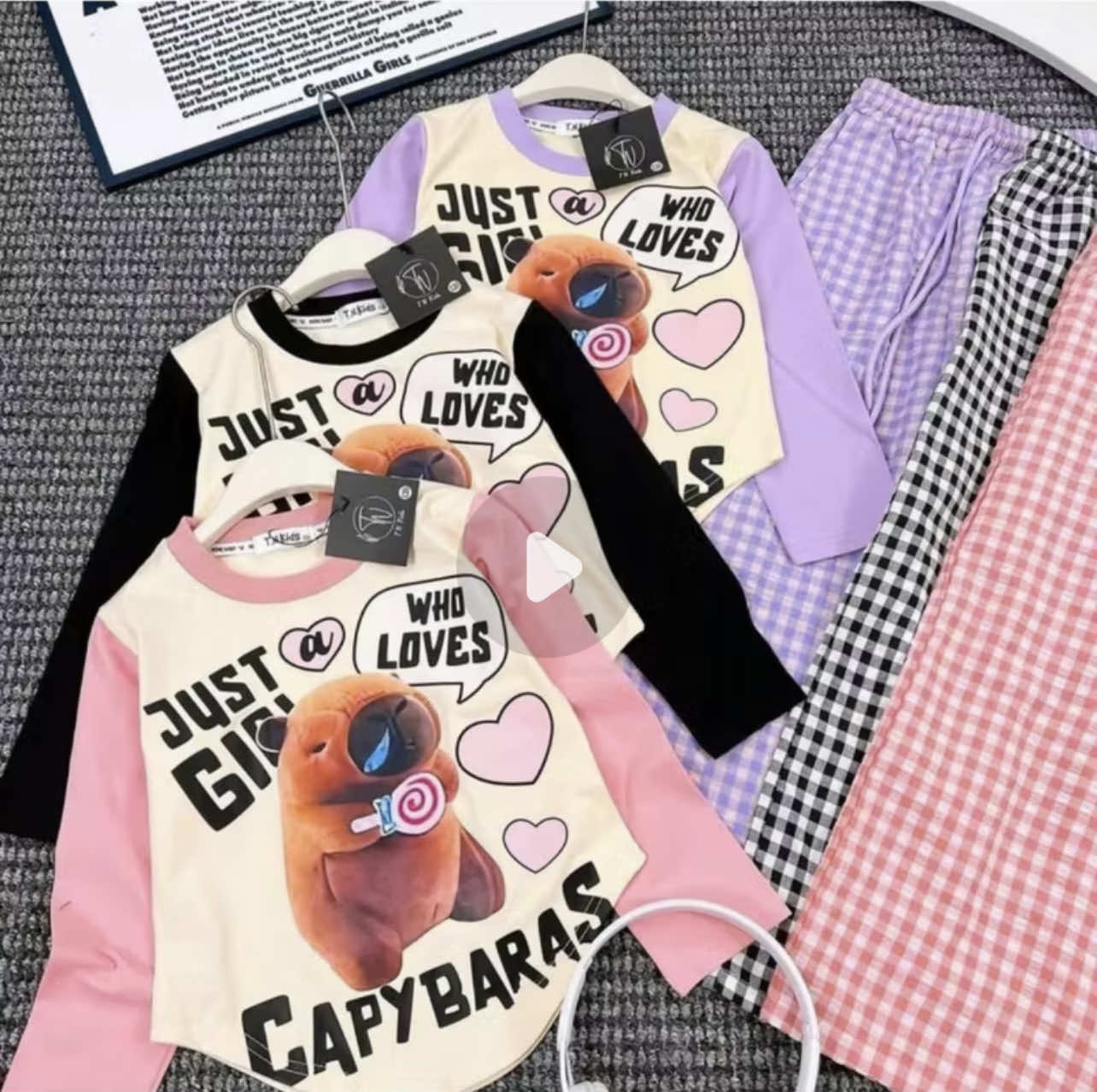 Set bộ dài tay quần xuông CappyBara dành cho bé gái từ 9-44kg #G.A.U Kids 1994 #dobobegai #dobomacnha #bodothudong #thoitrangbegai 