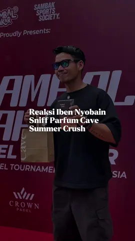 Kayanya Iben suka banget tuh sama parfum Summer Crush nya Cave🫨 Kalau lo mau cobain juga parfum yang dipakai Iben, cek keranjang kuning gue deh! 😎 #iben #sambalbakarpadelpremiere #padel #summercrush #cave  