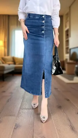 KAMILA ROK JEANS KANCING BELAH SAMPING #rok #rokjeans 