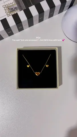 Because one heart isn’t enough. 💖✨#heartnecklace #heartearrings #minimalistnecklace #lovenecklace #fyppppppppppppppppppppppp 