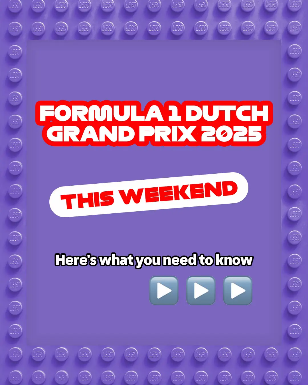 The #DutchGP just clicked into place. Who’s ready for race weekend?! #LEGO #F1 #LEGOF1 #BuildTheThrill #F12025