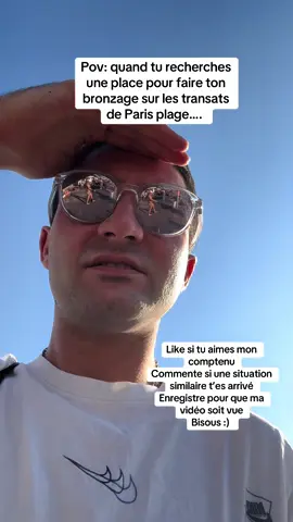 tu viens à Paris Plage pour te détendre, mais au final tu passes plus de temps à tourner en rond qu’à bronzer. Chaque transat libre est une illusion, toujours déjà réservé par une serviette fantôme ou par quelqu’un qui s’est levé juste 30 secondes. Du coup tu finis à négocier avec les personnes en mode ok c’est toi et moi aujourd’hui. You come to Paris Plage to relax, but in the end you spend more time walking in circles than sunbathing. Every free deckchair is just an illusion, always already ‘reserved’ by a ghost towel or by someone who just got up for 30 seconds. So you end up negotiating with people like, ‘okay, it’s you and me today #ParisPlage #POV #SummerInParis #NoTransat #beachvibes 