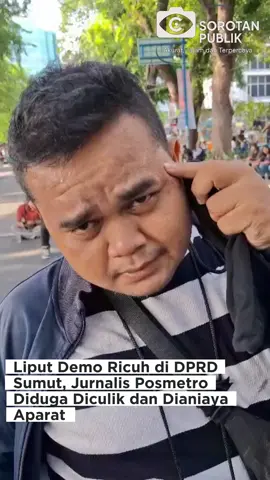 Medan - Aksi unjuk rasa mahasiswa di Gedung DPRD Sumatera Utara yang berakhir ricuh diwarnai insiden dugaan penculikan dan penganiayaan terhadap seorang jurnalis, Selasa, 26 Agustus 2025. Korban, Adam Wizard Sitompul dari harian Posmetro Medan, diduga diseret dan dianiaya oleh sejumlah oknum polisi dan pamong praja saat tengah menjalankan tugas peliputan.  Peristiwa bermula ketika Adam meliput eskalasi kericuhan antara massa aksi dan aparat keamanan. Menurut kronologi yang dihimpun, ia sempat terekam menolong seorang polisi wanita (polwan) yang nyaris terbakar akibat lemparan benda incendiary di lokasi. Namun, tak lama berselang, Adam justru diamankan secara paksa oleh beberapa polisi dan dibawa masuk ke dalam Gedung DPRD Sumut.  Di dalam gedung, Adam mengaku mengalami serangkaian kekerasan fisik.  