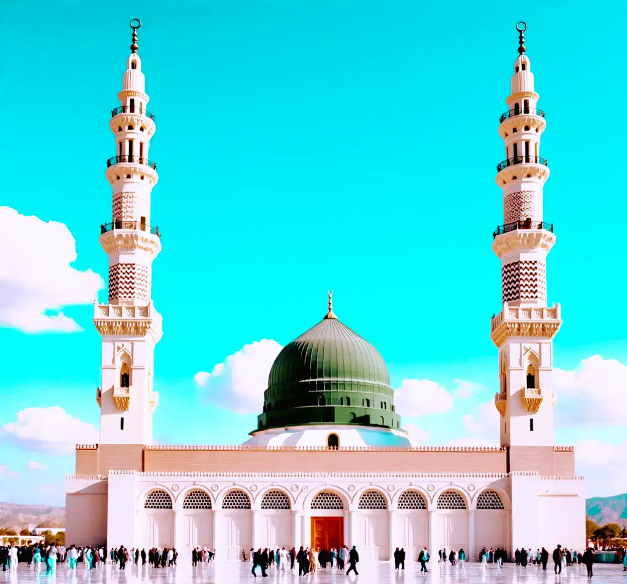 madinah munawra Madinah, the City of the Prophet, shines bright A beacon of faith, where Islam's history takes flight The Masjid an-Nabawi, a mosque of grandeur and might Where the Prophet Muhammad's tomb is a sacred sight The city's streets are lined with date palms, green and tall A tranquil oasis, where faith and peace enthrall Madinah's rich history and heritage are palpable and real Madinah's rich history and heritage are palpable and real. A place where Muslims from all over the world come to feel The city's warm hospitality and welcoming smile Make it a place of pilgrimage, worth traveling a long while #plztiktokteamdontunderviewmyvideos #foryoupage #unfrezzmyaccount #viral #trading
