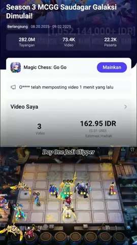 Day one Jdi Clipper #MCGG #MagicChessGoGo #MCGGCosmicTraders #mlbbcreatorcamp #mlbbcreatorbase 