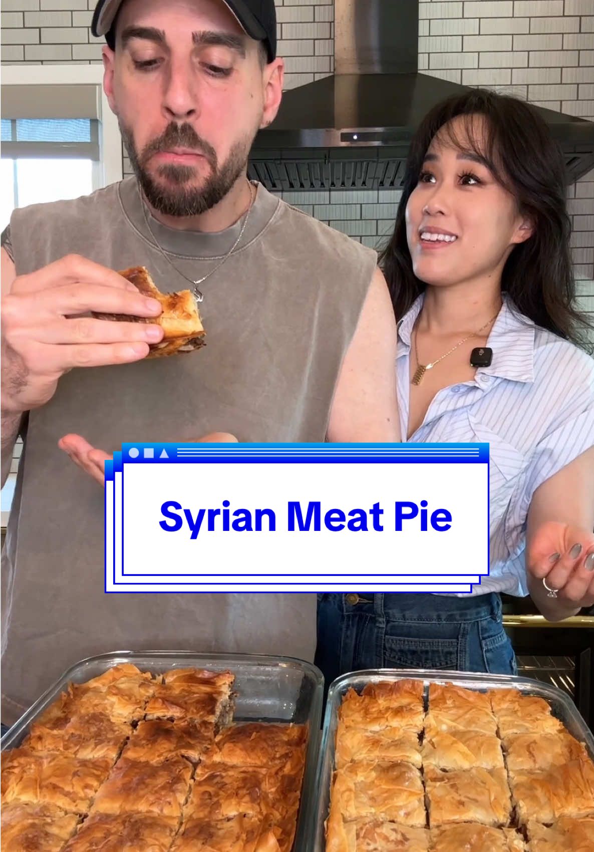 Savory Baklava ✨ Syrian Meat Pies #syria #arabicfood #syrianfood #Recipe #ArabTikTok   I JUST realized I forgot to add sweet onions to the filling 😅still so good with or without. I will attempt it again soon to redeem myself  This is one of my go-to recipes whenever I need to feed a crowd. It takes a few hours, but it’s worth every second. Mama introduced me to this years ago and it’s still one of my all-time favorites.  SO EXCITED TO COOK MORE IN THIS NEW KITCHEN!!!  For next time: smaller beef crumbles + don’t forget the onions. Also… wait until you see how much pomegranate molasses I actually put in 👀 Video coming next. ✨ RECIPE BELOW ✨ Ingredients * 2 boxes phyllo dough * 3 lb ground beef * 1.5 sweet onions * 2 eggs * ½ cup milk * Pomegranate molasses * 1 stick salted butter * Salt + pepper to taste Instructions 1. Cook onions in a pan, then add ground beef, molasses, salt + pepper. 2. Bowl 1: Whisk eggs, milk, salt + pepper (egg mixture). 3. Bowl 2: Melted butter 4. Brush melted butter on bottom of pan. 5. Crumble 1 phyllo layer then add butter between each and egg mixture every 2–3 layers. 6. Place meat mixture in the middle layers. 7. Use less butter as you layer the top half. 8. Top 2 layers topped with butter 9. Freeze 15 min → cut into squares. 10. Bake at 350°F until golden (about 40 min, check every 15) Golden, crispy, tangy, and so comforting. Perfect for gatherings.  Would you try savory baklava?  What’s YOUR go-to dish to bring to a party? Save this for later & tag me if you make it ❤️