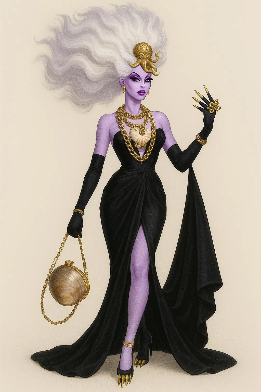 Not my designs — just my styling ✨ I curated these pieces into high-fashion Halloween costumes 🎃👠 Then asked AI to turn them into fashion illustrations so we could see the vision come to life 🖤 ##HighFashionHalloween##halloweencostumeidea##halloweencostume##HalloweenLooks##halloween 