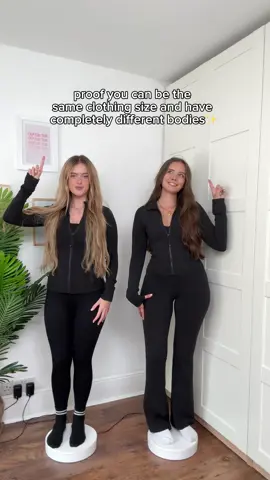 reminder that you can be the same height, weight, or clothes size as someone and still have completely different looking bodies - so you should never compare yourself 💗💗 ft @Kaci Shiers  outfits from @lululemon  #bodypositivity #selflove #bodytypes