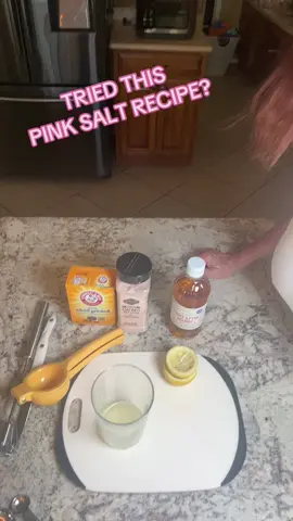 I tablespoon vinegar and one half teaspoon pink salt and one lemon squeezed and 1/4 teaspoon baking soda added to 8 oz glass of water                          #diet#pinksalt#weightloss #fat