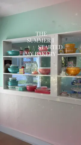The Summer I Started My Bakery starring me, my husband, and my vintage Pyrex collection #thesummeriturnedpretty #mysummer #startingabakery #bakeryowner #dreambakery 