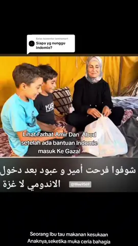 Membalas @laminamartKetika Anak Gaza mendapatkan  bantuan Indomie muka bahagia dan ceria#freepalestine🇵🇸❤️ #viralvideo #gaza #fypage 