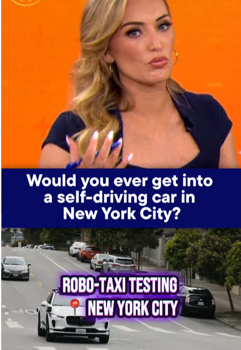 Would you ride in a self-driving taxi in New York City? Waymo is beginning robo-taxi testing with specialists in the driver’s seat, but many people remain hesitant, saying it feels strange to trust a car with no driver behind the wheel. #robotaxi #waymo #nyc #taxi  #driver 