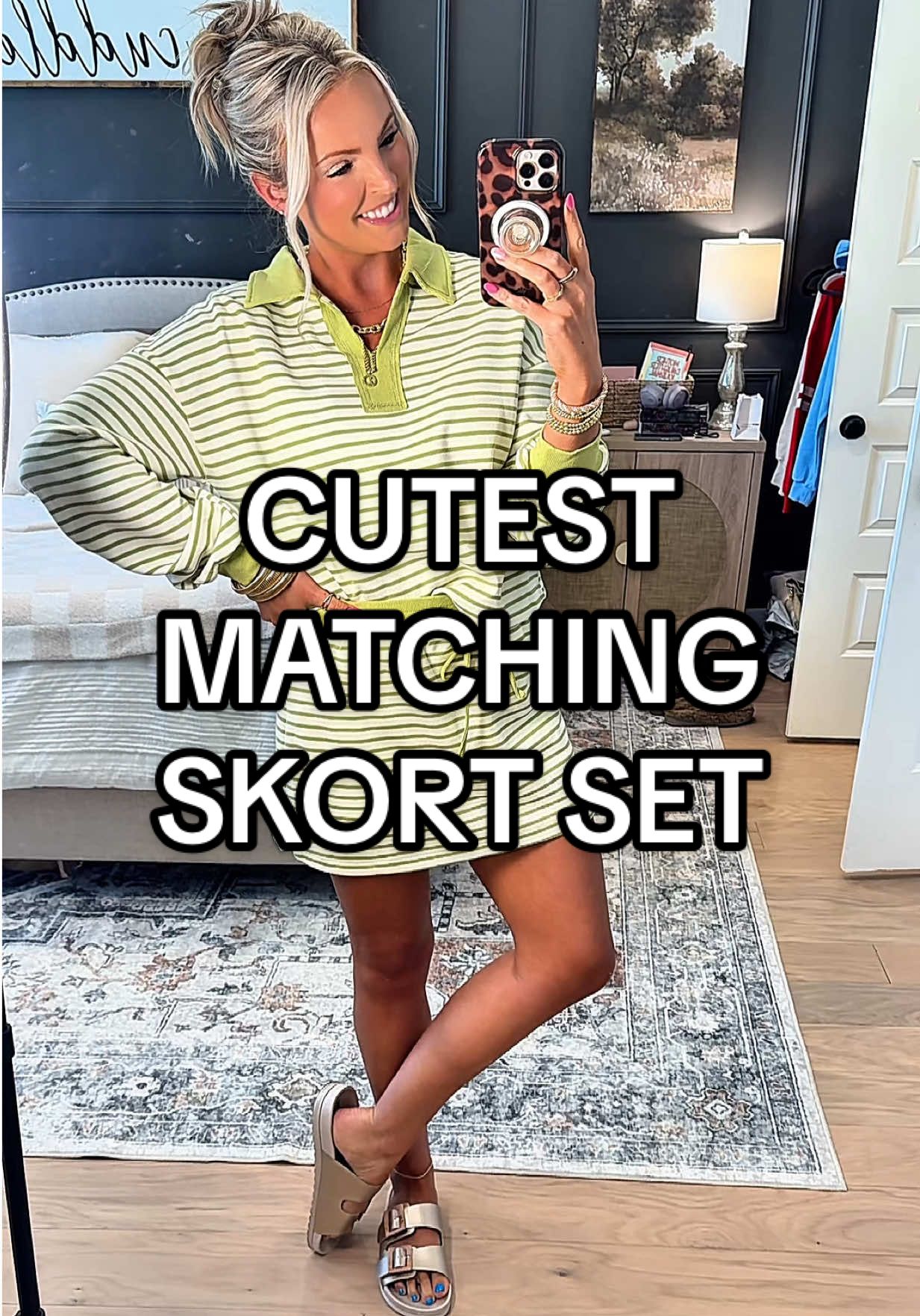 UGH the two piece fall matching sets from @Dear-Lover Shop.US are SO cute! Loving this perfect fall green on this matching skort set! #matchingset #twopieceset #twopieceoutfit #skortset #skortoutfit 