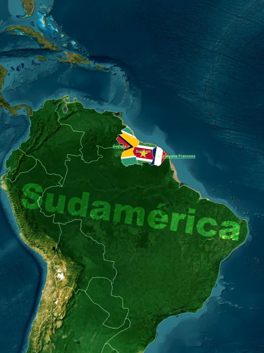 Guyana, Surinam y Guayana francesa #geografia #mapa #sudamerica 