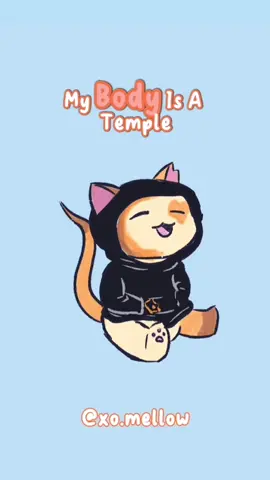 My body is a temple… 🙃 share if you can relate! 🔈: @Fox  #Xomellow #artofmatsu #kawaiicat #catillustration #catinfluencer    
