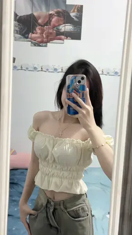 A-52 áo chun nhún bèo trễ vai 🎀#rewiew #quầnáo #hottrend #xuhuong 