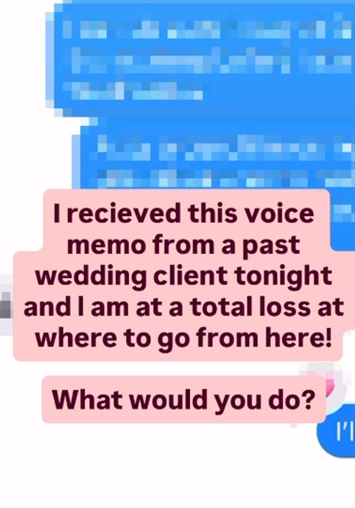 POV: Your past bride sends you a voice memo saying she gets jealous when I post other couples 🥹💕 I thought it was cute and flattering at first but then it escalated.  ⠀⠀⠀⠀⠀⠀⠀⠀⠀ As photographers, we want every couple to feel just as cherished even long after the wedding day. But it got me thinking, how do you balance posting new content with making your past couples feel seen + celebrated too?  Photographers—what would YOU do in this situation? Drop your advice below! ⬇️ cause idk where to go from here and what to reply. 😬 And yes obvi she’s blocked from this #aita #weddingphotographer #jealousbrideskit #skit 