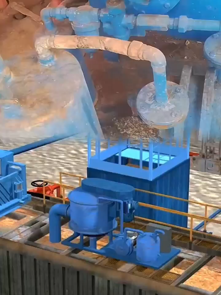 Vacuum Degasser Is equipment used to remove entrained gas in drilling fluid so it prevent or minimize reduction of hydrostatic pressure due to gas cut mud. When drilling mud passing over the shale shakers while drilling, gas will normally be released. However, the wellbore could receive additional volumes of gas and these need to be removed from the mud. If not removed from the circulating system properly, recirculation of mud containing gas will reduce the well’s hydrostatic head. With a degasser, this can eliminate or minimize loss of hydrostatic pressure. Mounted over the active pit, degassers are essentially a one-stage liquid/gas separator. With a maximum lift to the inlet of around ten feet, mud vacates the submerged pipework in the mud pit and enters the degasser. From here, a three hp electric motor will power a vacuum pump and this should be mounted atop the degasser itself. By the pump, the vacuum is then applied to the vapor space. Ultimately, the range applied by the vacuum will depend on the density of the mud passing through. In most cases, it will offer between 2-5 pounds per square inch (between 8 and 15 inches of mercury). In terms of extracting gas from mud flows, 900 gallons per minute is likely to be the maximum rate. Common hidden dangers in installing a vacuum degasser: • The degasser is not connected with a flare line pipe, or the pipe is not at least 15 m from the mud tank area. • The relief pipe of the degasser shrinks in diameter or is bent, so that the gas is not delivered smoothly. • The relief pipe of the degasser is upright, releasing gas above the mud tank area. •The degasser is installed on the suction tank of the mud pump. •The inlet and outlet of the degasser are installed in one tank. •The degasser is installed on the tank before the mud recovery line outlet. #drilling #rig #mudpump #liner #drillingrig #oilfield #oilwell #waterwell #equipment #vendor #supplier #oilrig #hopps #China #manufacturer #factory #pump #petroleum #oil #gas #valve #piston #cementing #nov #gardnerdenver #bomco #drillmec