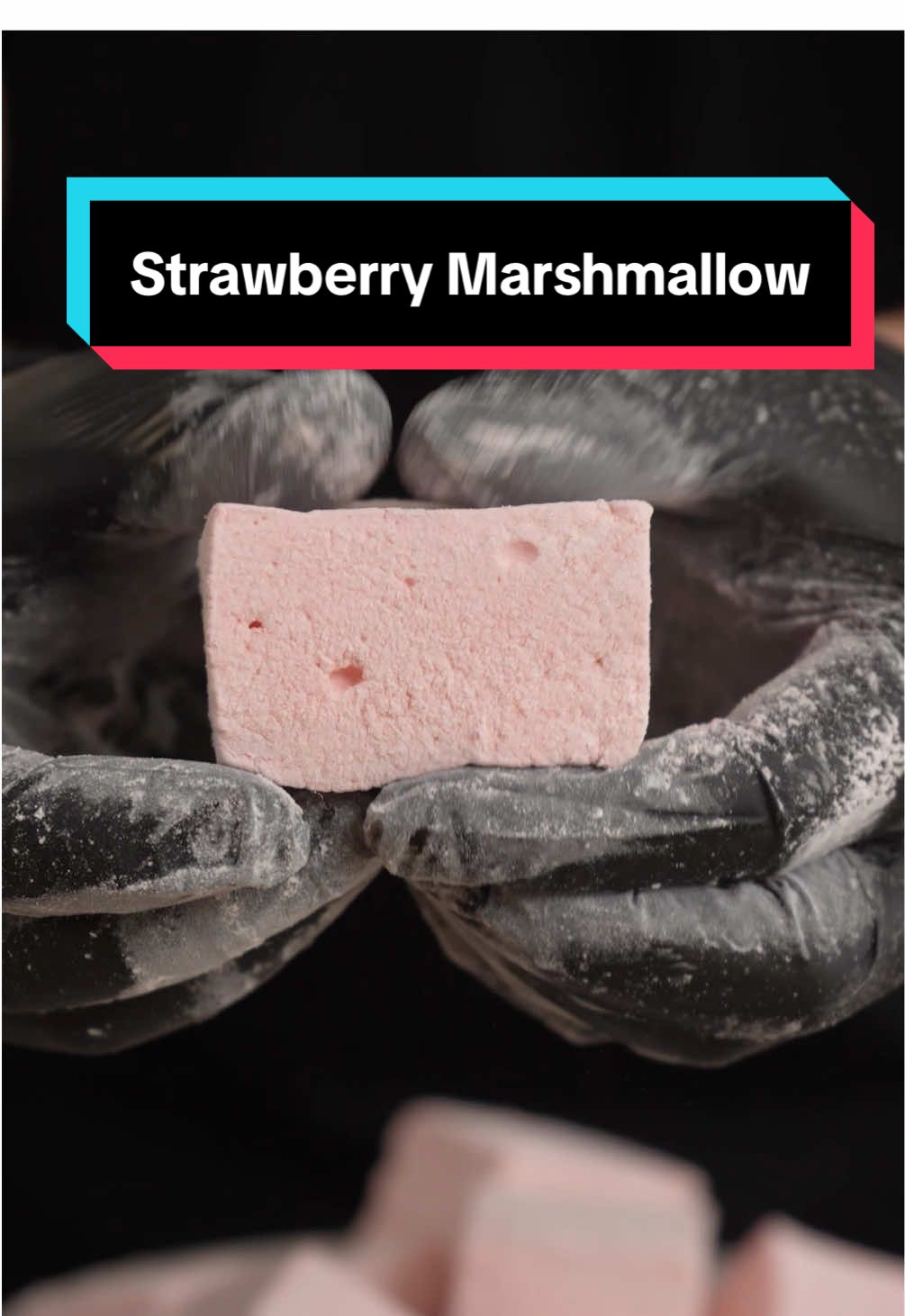 STRAWBERRY MARSHMALLOWS!!! 1/2 lb strawberries 1 tbsp sugar Blend with 1/2 cup water, strain, and bloom 3 packets of unflavored gelatin 1.5 cups sugar 1 cup light corn syrup 1/2 cup water Bring to 240f and slowly pour in to the strawberry gelatin mixture. Whip till pale and fluffy, about 8-10 minutes and pour into a buttered 8x8 pan. Let it cool for a minimum of 6 hours. 1/2 cup powdered sugar 1/4 cup strawberry powder 2 tbsp corn starch Red food dye optional for color. #EasyRecipe #marshmallow #strawberry #homemadefood 