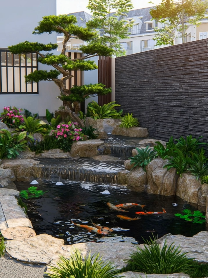 Phần 110 | Hồ cá Koi với thác nước róc rách, cá bơi tung tăng và cây xanh mát mắt mang lại cảm giác an yên, thư giãn mỗi ngày. Bạn có muốn sở hữu góc vườn yên bình như thế này không? Liên hệ ngay để được tư vấn thiết kế! 🌿🐟✨ #sânvuon #tieucanhdepvn #thietkesanvuon #nguyendecor #sanvuondep #ytuongthietkesanvuon