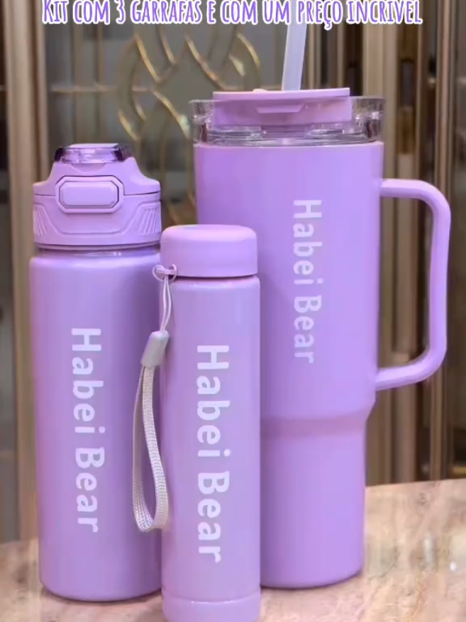 Kit 03 Garrafa Copo Água Squezze  #kit #garrafa #copo #squezze #agua #beberagua #tiktokshop 