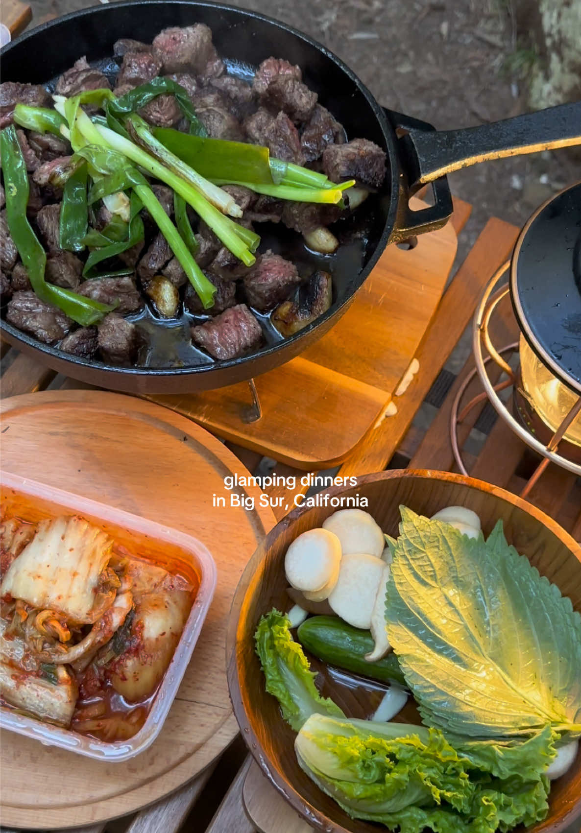 I’m definitely bias, but Korean food is THE camping food. 💕 The trick is to really put in the prep work. I always* pre-wash all the vegetables in advance.. and pack the side dishes like kimchi and different sauces up in small portions so that we don’t have to take anything home. I might be wrong, but it’s better to underpack when camping because the worst would be having to take home a bunch of leftover food after your ice has all melted / food that you need to properly dispose of after the meal. It’s best to make just enough so that you can finish everything in a sitting.  When we go far and don’t want to pack so much - we usually bring protein, ramen, sauce (salt, pepper, SamJang, sesame oil), veggies, kimchi, eggs (either fresh eggs if there’s space, or I crack them into a bottle), some sorta soup (I pre-make it and pack it in a small glass kimchi container), and precooked rice. It’s a lot more simple and easy than it looks! Glamping at Alila Ventana Campgrounds was SO convenient because they have accessible potable boiling hot and cold water directly in your site.  📍Alila Ventana Campgrounds- Glamping! In Big Sur, California @Hyatt @Alila Ventana Big Sur  #bigsurcalifornia #glamping #koreancamping #koreanfood #alilaventanabigsur 