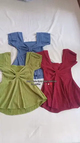 Buy 1 Take 3pcs crepe twist top for girlies ✧*。🌷˙❥˙🎀  #buy1take2 #eleganttops #elegantcrepetwisttop #topsforwomen 