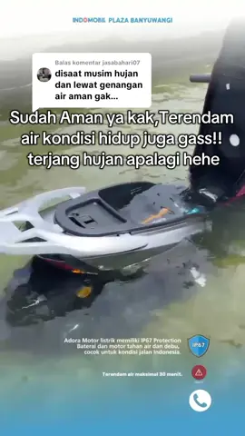 Membalas @jasabahari07  Aman kaka.. hujan banjir masih nyala ga kuatir nyetrum² yakk  #motorlistrik #dhinisalesindomobil #ADORAMOTORLISTRIK #ADORABYINDOMOBIL #indomobilplazabanyuwangi 