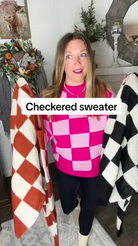 The quality of these sweaters is so good!  #sweaters #checkeredsweater #checkeredprint #sweaterweather 