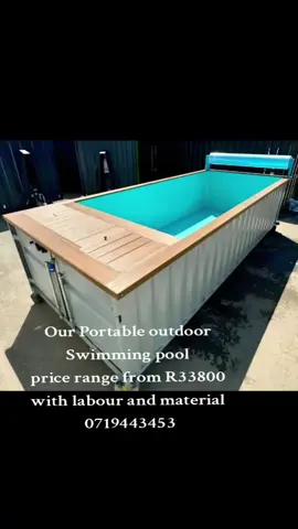 Our Portable outdoor  Swimming pool  price range from R33800  with labour and material  0719443453 #containerhome #container #swimmingpool #containerpool #epoxy 