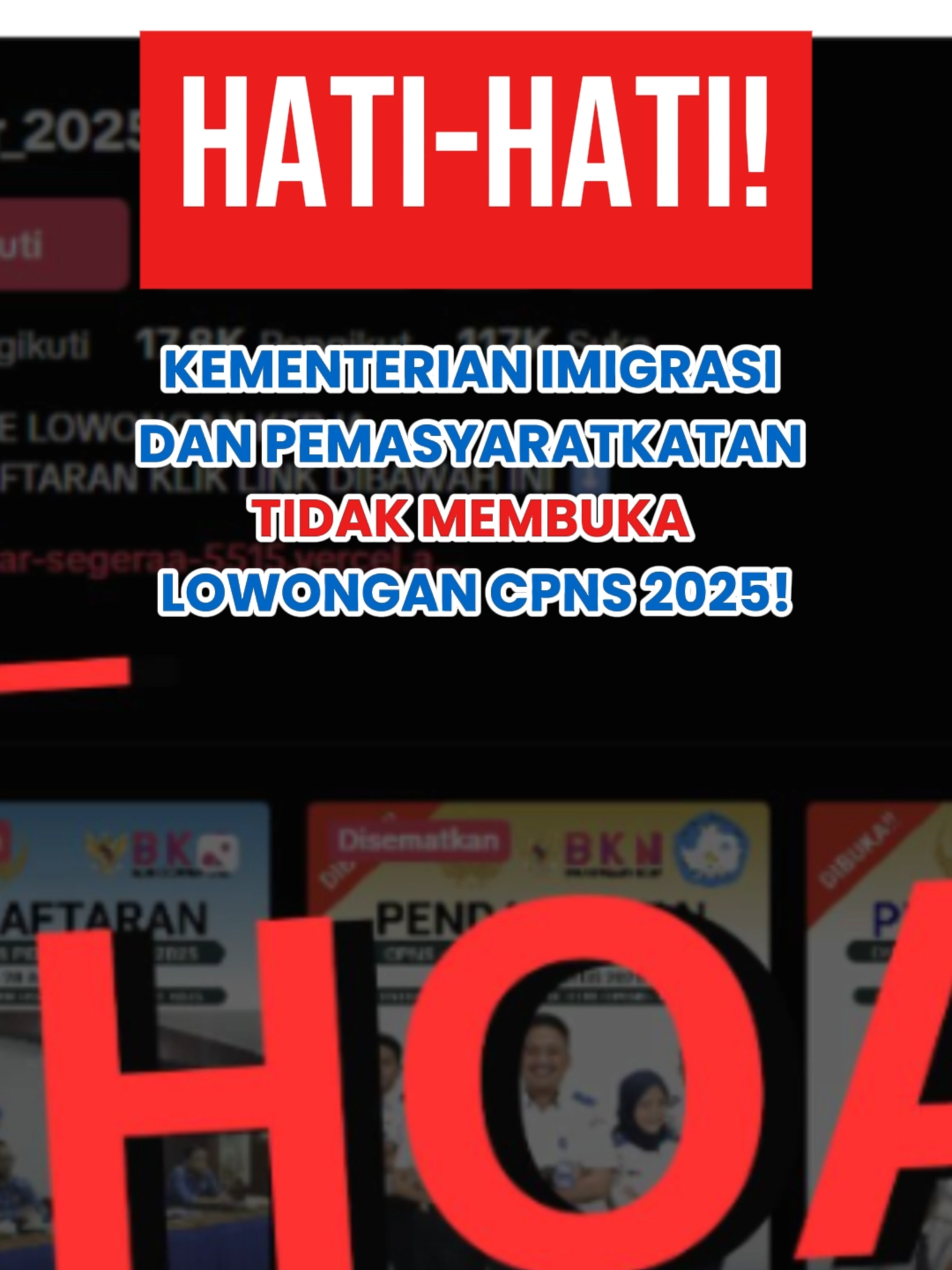 Berdasarkan informasi dari situs resmi Kementerian Imigrasi dan Pemasyarakatan bahwa kementerian ini tidak sedang membuka lowongan CPNS 2025. Tetap hati-hati ya dalam mengakses informasi. Pastikan informasi yang kalian akses akurat dan dari sumber yang kredibel. #ASNmuda #fypシ゚ #abdinegara #penerbitahi #cpns2026 #seleksicpns #hoaks #kementerianimigrasidanpemasyarakatan #foryoupage