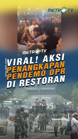 Viral di media sosial, aksi penangkapan pendemo DPR di sebuah restoran cepat saji di Jakarta Pusat.  #MetroTV #tiktokberita #metrotv #beritaterkini #fyp #viral #jakartapusat #demo #DPR #restoran