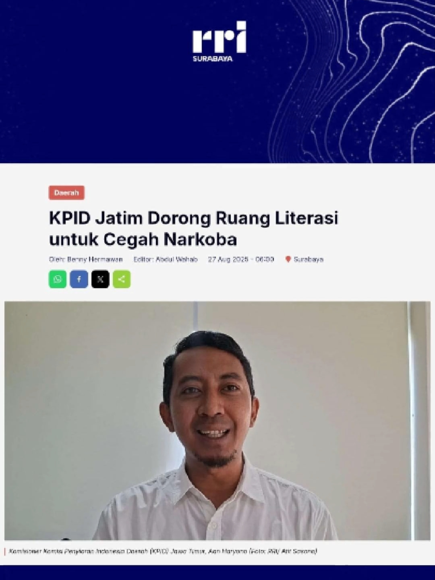 ✨ Literasi jadi benteng kita! 📚💪 Komisioner KPID Jatim, Aan Haryono, ingatkan pentingnya memperkuat ruang literasi masyarakat agar terhindar dari disinformasi & bahaya narkoba 🚫💊 Media punya peran besar menghadirkan konten edukatif yang menyehatkan publik. Mari dukung literasi, cegah narkoba, dan sebarkan informasi yang benar! 🙌 #LiterasiMedia #AntiNarkoba #KPIDJatim #EdukasiPublik #CerdasBermedia