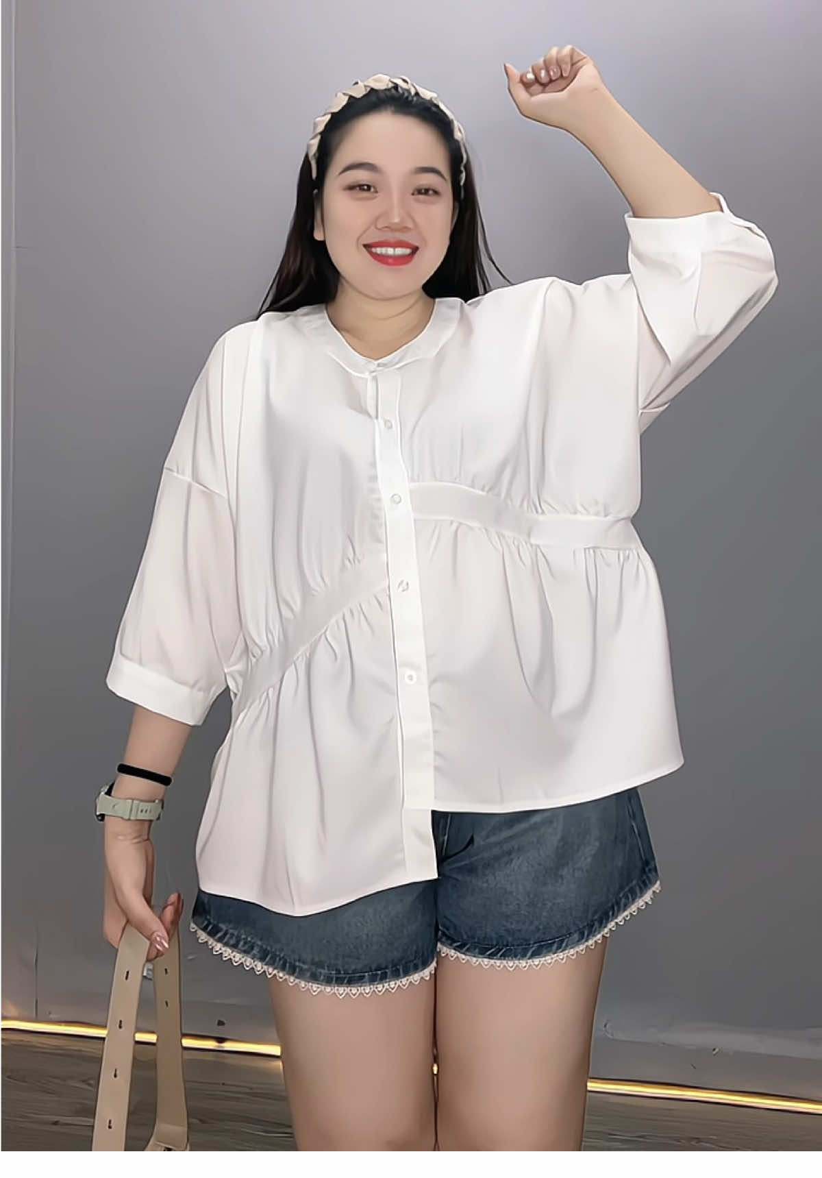 Áo sơ mi bigsize, #ươc_duoc_len_xu_huong #conhobigsize #chubbygirl #thoitrangbigsize #viral 