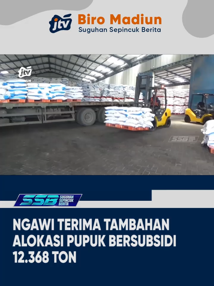 NGAWI - Ngawi mendapat tambahan alokasi pupuk bersubsidi sebesar 12.368 ton untuk memenuhi kebutuhan musim tanam ketiga tahun 2025. Tambahan ini terdiri dari pupuk Urea, NPK, dan organik yang akan didistribusikan melalui kios pupuk resmi. #Ngawi #PupukBersubsidi #BeritaJTV