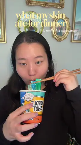 what my skin ate for dinner!!! 🍽️ no it’s not ramen, it’s actually skincare - specifically the reedle shot ramen cup that I got gifted from @VT Cosmetics US 🧖‍♀️ and I actually truly have to say I’m obsessed 🤩 not just with the packaging (esp bc I love food haha), which is AMAZING but the actual skincare because my skin feels SO good!!! And I love how it allows you to try out the different reedle shots before committing to a larger size! if y’all try it out pls lmk and tag me!!! I wanna see 👀  you can get the VT color reedle shot series at @YesStyle  ALSO!!! I got a special code for you guys for any purchase on yes style! Use code CHARLIE0CYN FOR A DISCOUNT ON YOUR ENTIRE PURCHASE! 💸  #vt #vtcosmetics #skinnoodlerecipe #reedleshot #microneedling 