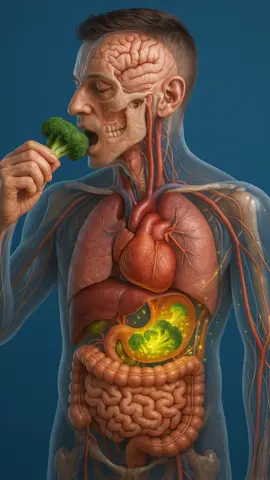 What happens while eating broccoli in the human body? #humanbody #anatomy #health #sciencetok #aiart