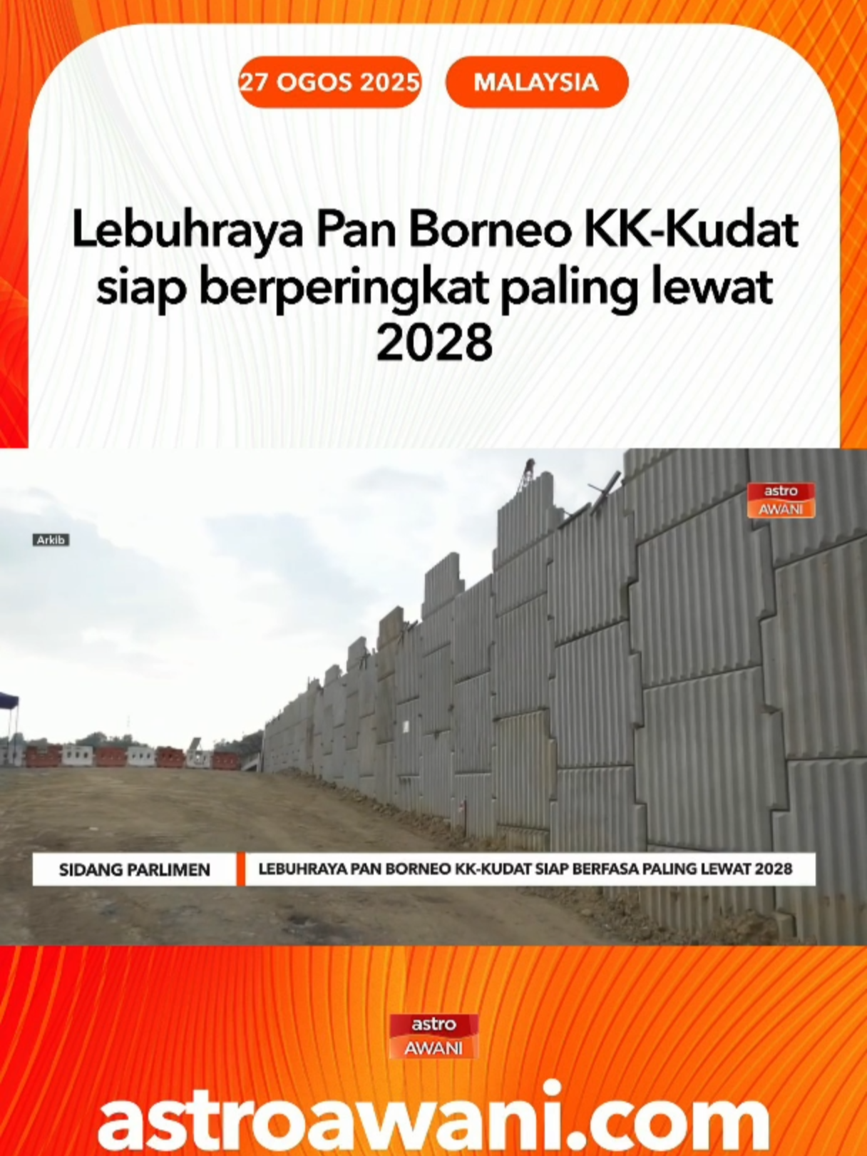 Jajaran Lebuhraya Pan Borneo (LPB) dari Kota Kinabalu ke Kudat dijadual siap secara berperingkat selewat-lewatnya suku ketiga 2028. #AWANIBorneo #AWANInews