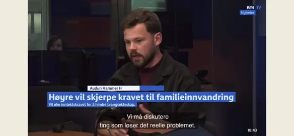 Audun på Dagsnytt 18 forsvarer hvorfor å øke inntektskravet for familiegjenforening ikke kommer til å løse noen ting! @Audun 🔨 Hovda @NRK Nyheter #valg #høyre #tvangsekteskap 