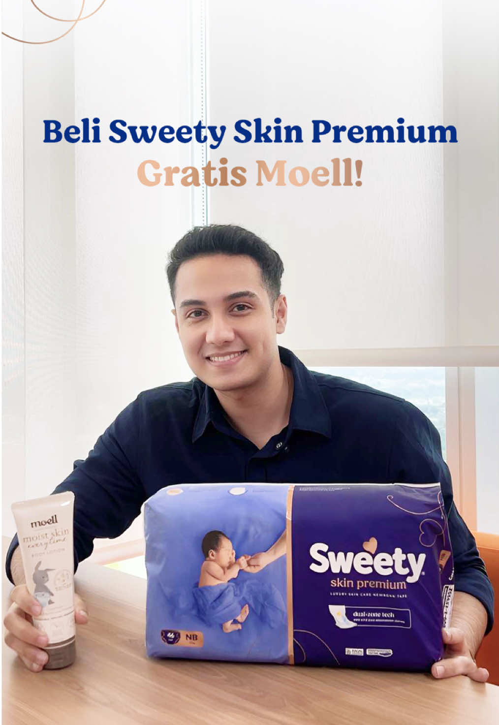 Dear new dads, kulit baby butuh perlindungan ekstra 💡 Pakai Sweety Skin Premium + Moell, kombinasi anti iritasi & menjaga kelembapan. Promo spesial beli Sweety Skin Premium, gratis Moell! #SweetySkinPremium #NoWorryIritasi 
