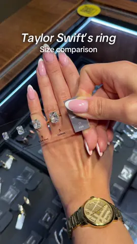 Big reputation, even bigger sparkle 💎✨ Take a look at the carat comparison for the ring that’s got everyone talking today, Taylor Swift’s hand will certainly be feeling a bit heavier today 🤭