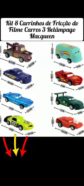 Kit 8 Carrinhos de Fricção do Filme Carros 3 Relâmpago Macqueen #carros #carros3 #relampagomcqueen #homemaranha #spiderman 