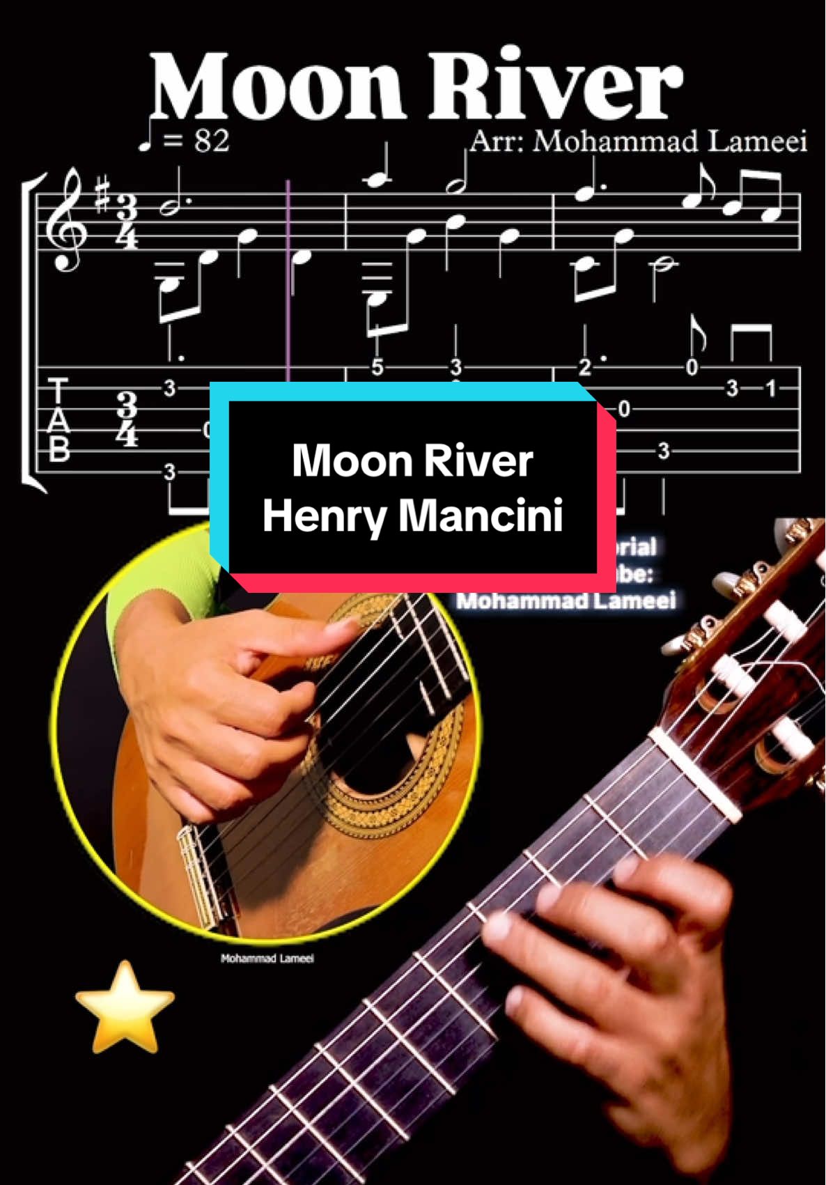 Moon River by Henry Mancini🎸 Arranged by Mohammad Lameei 🎥 Full tutorials + Sheet & Tab 👉 YouTube (link in bio) 📄 All my tabs & sheets: www.mymusicsheet.com/mohammadlameei 🎵 Listen to my albums on Spotify, Apple Music & more — just search Mohammad Lameei 👇 Save & share if you’re learning guitar! #classicalguitar #fingerstyle #easyguitar #henrymancini #moonriver    