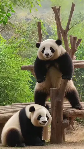 Two pandas dancing happily together #panda #dance #happy 